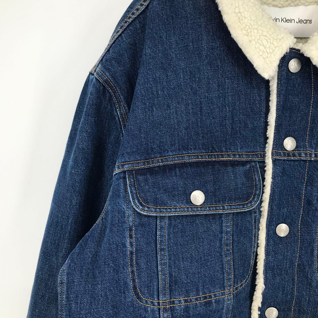 カルバンクライン　デニムジャケット　XL　ボア　シェルパ