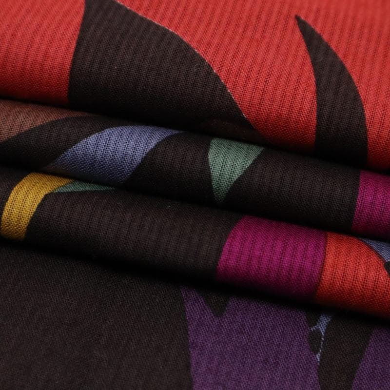 《Miyu★長尺■上質『浴衣』鮮やか花模様モダンアート◆濃黒茶UC9-2》