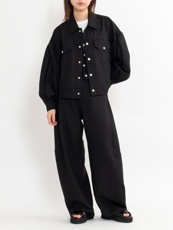 ジャケット・アウター HYKE 25SS OXFORD BALLOON SLEEVE JACKET