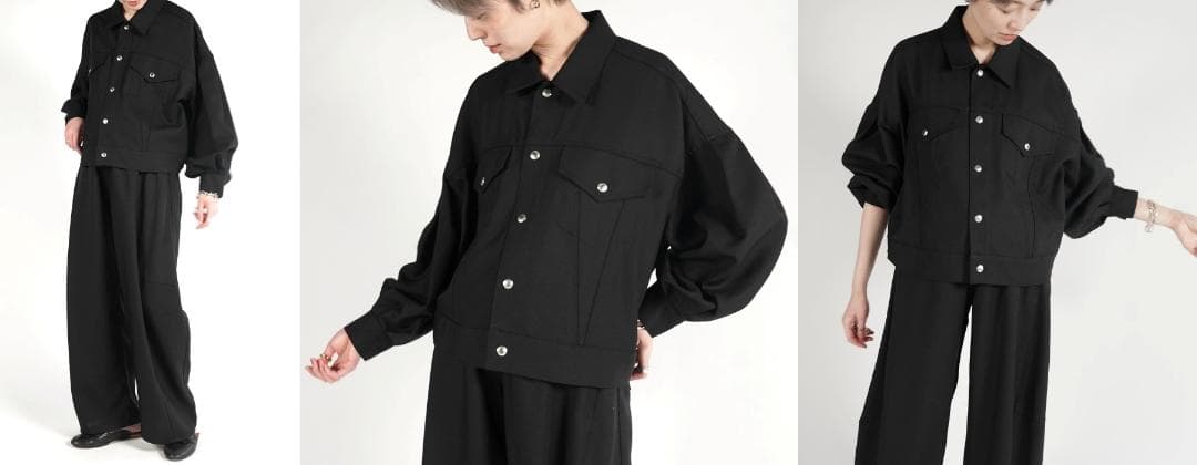 ジャケット・アウター HYKE 25SS OXFORD BALLOON SLEEVE JACKET