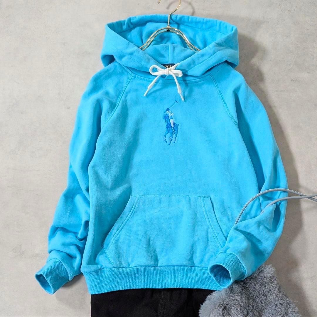 美品★ラルフローレン ビックポニー刺繍 パーカー ターコイズブルー XS