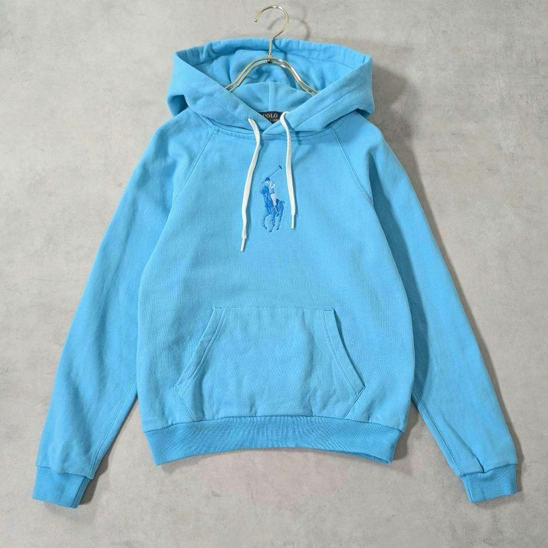 美品★ラルフローレン ビックポニー刺繍 パーカー ターコイズブルー XS