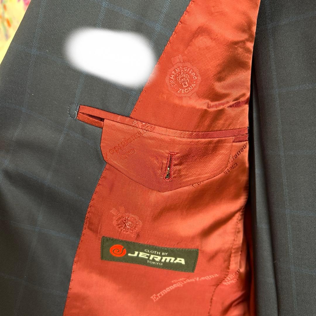 美品エルメネジルドゼニアスーツ　シングル　ネイビーストライプ　M