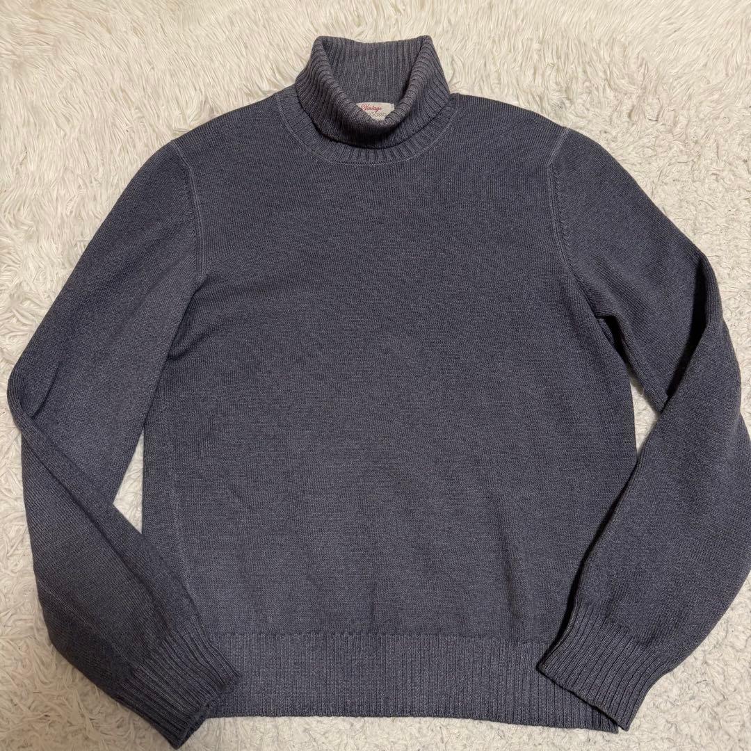 近年極美品Lサイズ相当　グランサッソ　タートルネックセーター　イタリア製　グレー