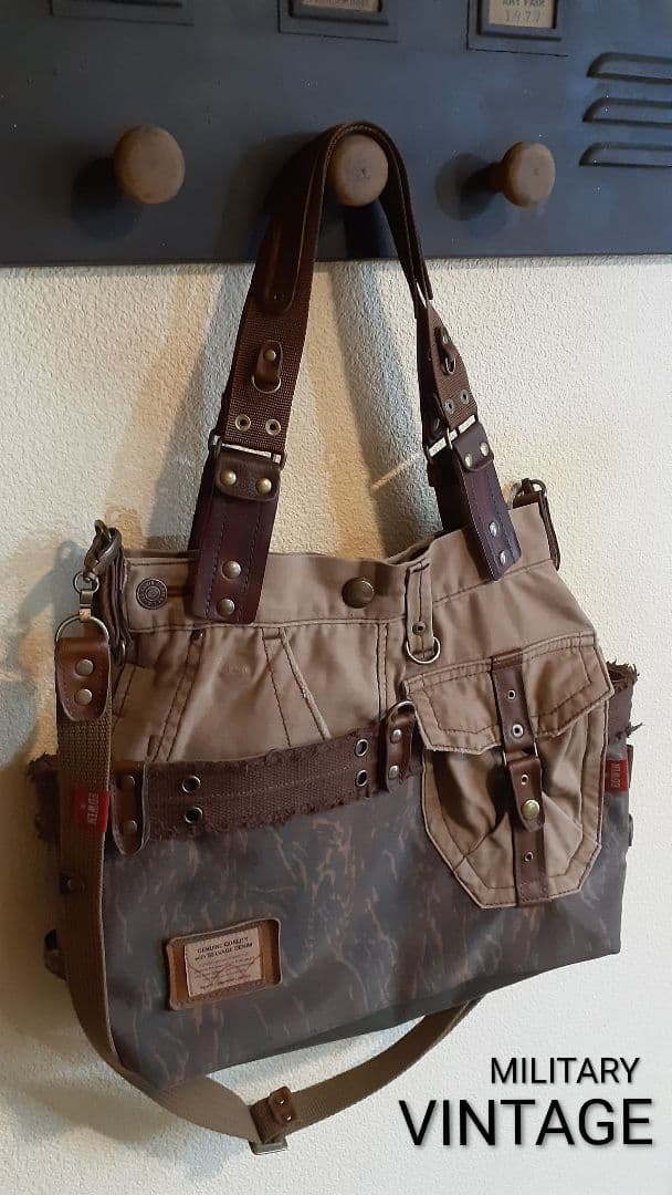 デニムリメイク★★★ MILITARY VINTAGE トートショルダー&腰袋付