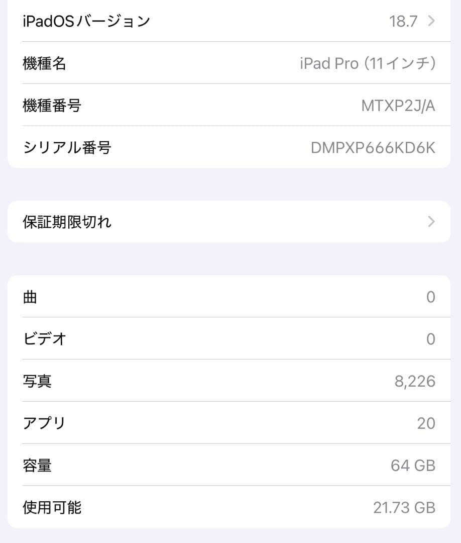【美品】Apple iPad pro 11インチ 第1世代