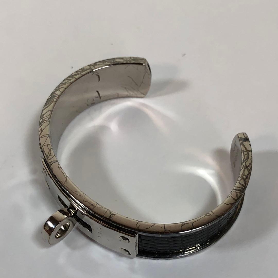 HERMES エルメス ケリー バングル シルバー ブラック レザー