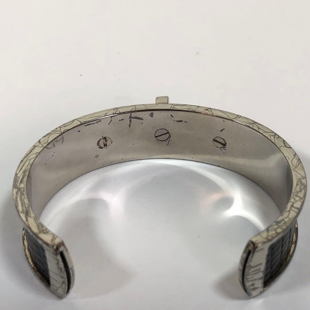 HERMES エルメス ケリー バングル シルバー ブラック レザー