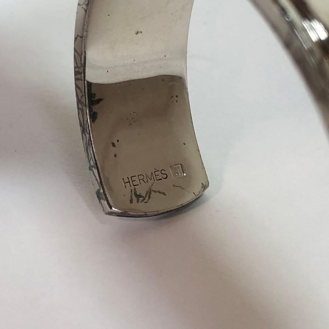 HERMES エルメス ケリー バングル シルバー ブラック レザー