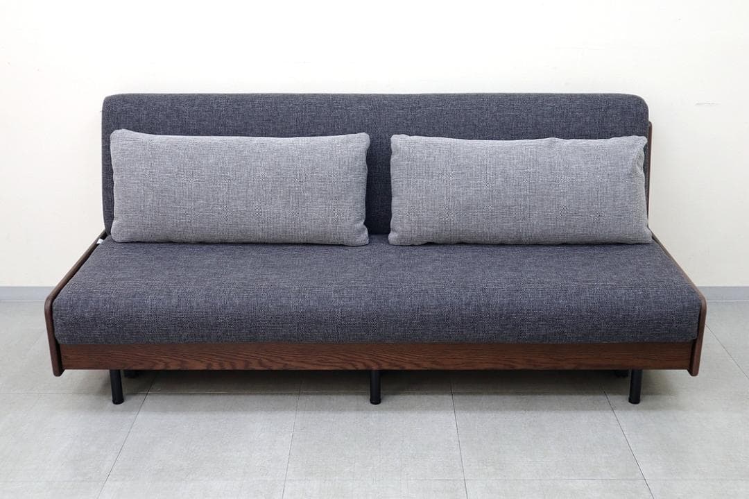 美品 モーブル リテリー ペース ごろ寝ソファ オーク材 ソファベッド 3人掛け