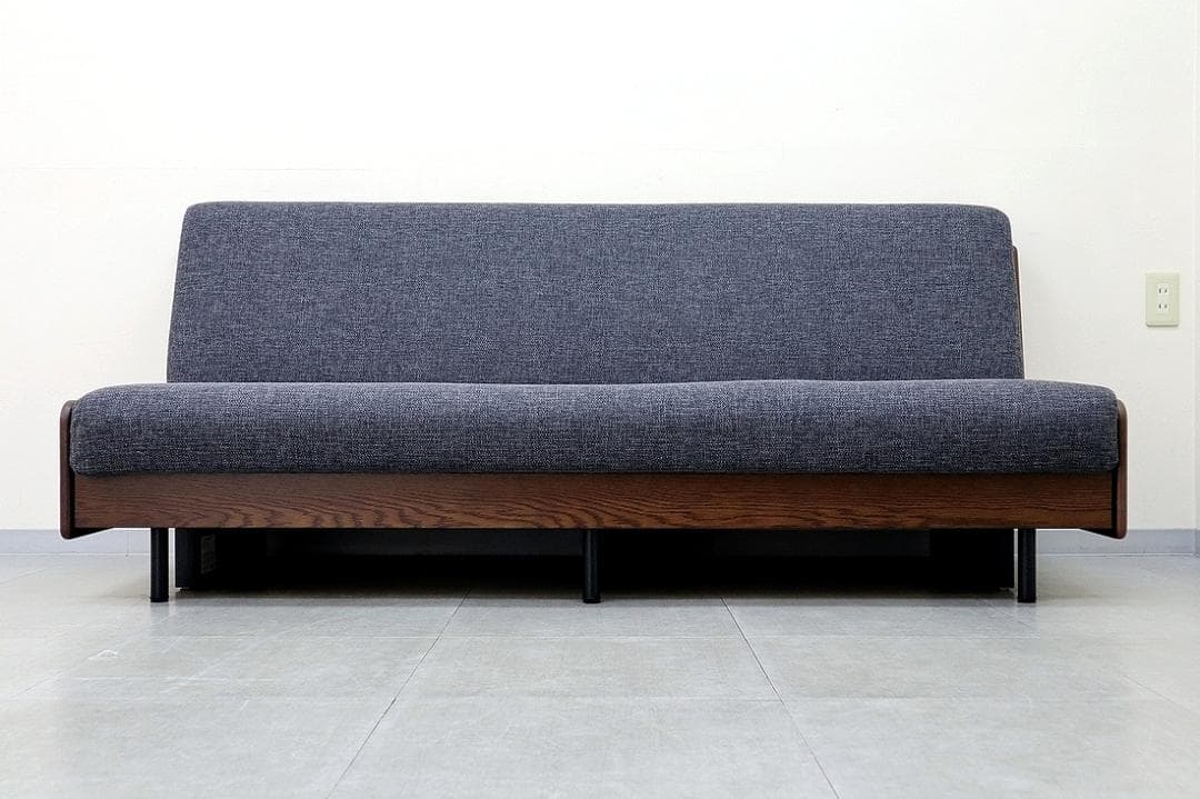 美品 モーブル リテリー ペース ごろ寝ソファ オーク材 ソファベッド 3人掛け