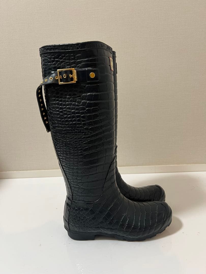 【再値下げ】ネイビー美品/ハンター & ジミーチュウレインブーツ