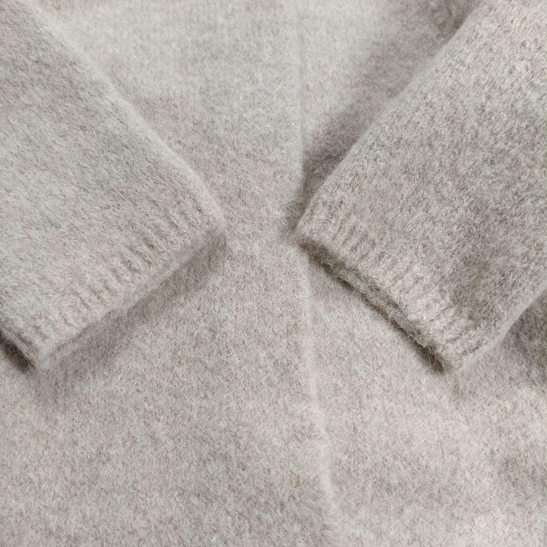 美品✨45R　定価7.5万　アルパカ縮繊フードコート　ロング丈　グレージュ　F