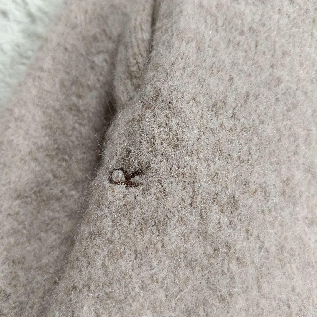 美品✨45R　定価7.5万　アルパカ縮繊フードコート　ロング丈　グレージュ　F