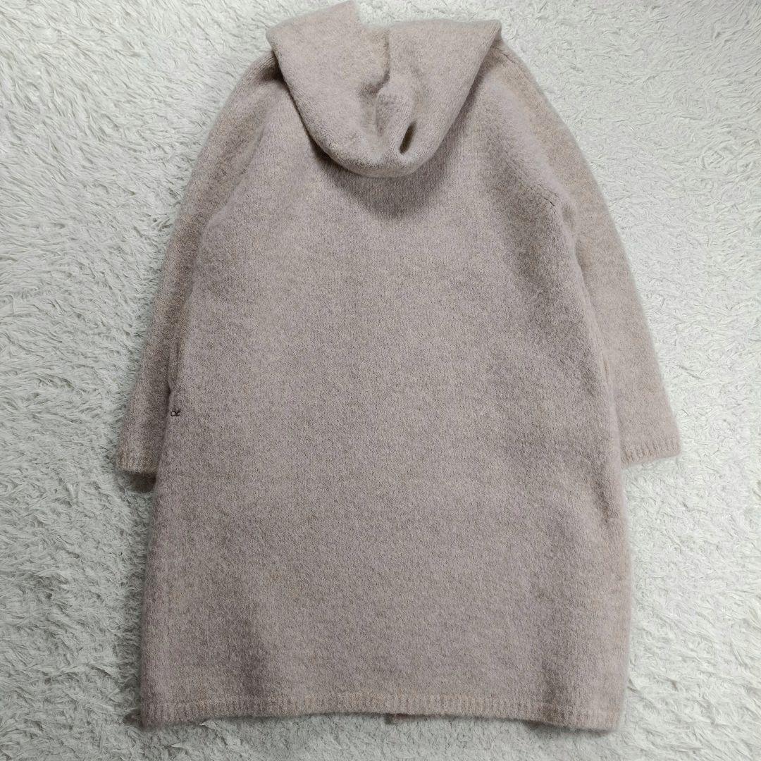 美品✨45R　定価7.5万　アルパカ縮繊フードコート　ロング丈　グレージュ　F