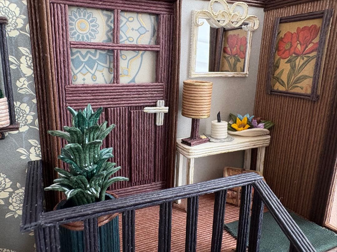 紙バンド　エコクラフト　ミニチュアダイニングキッチン