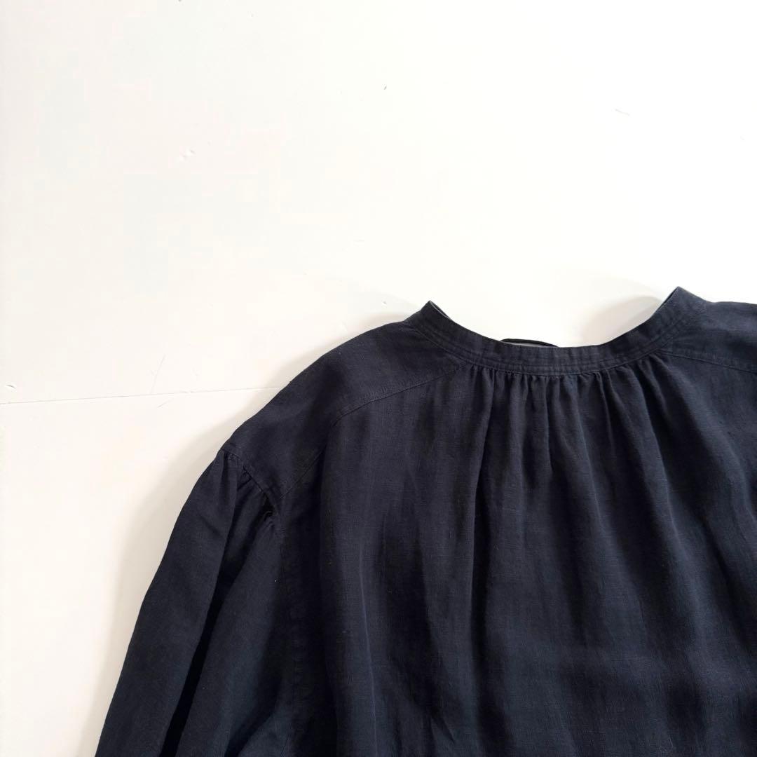 23区　LIBECOリネン ティアード チュニックブラウス 38 ネイビー極美品