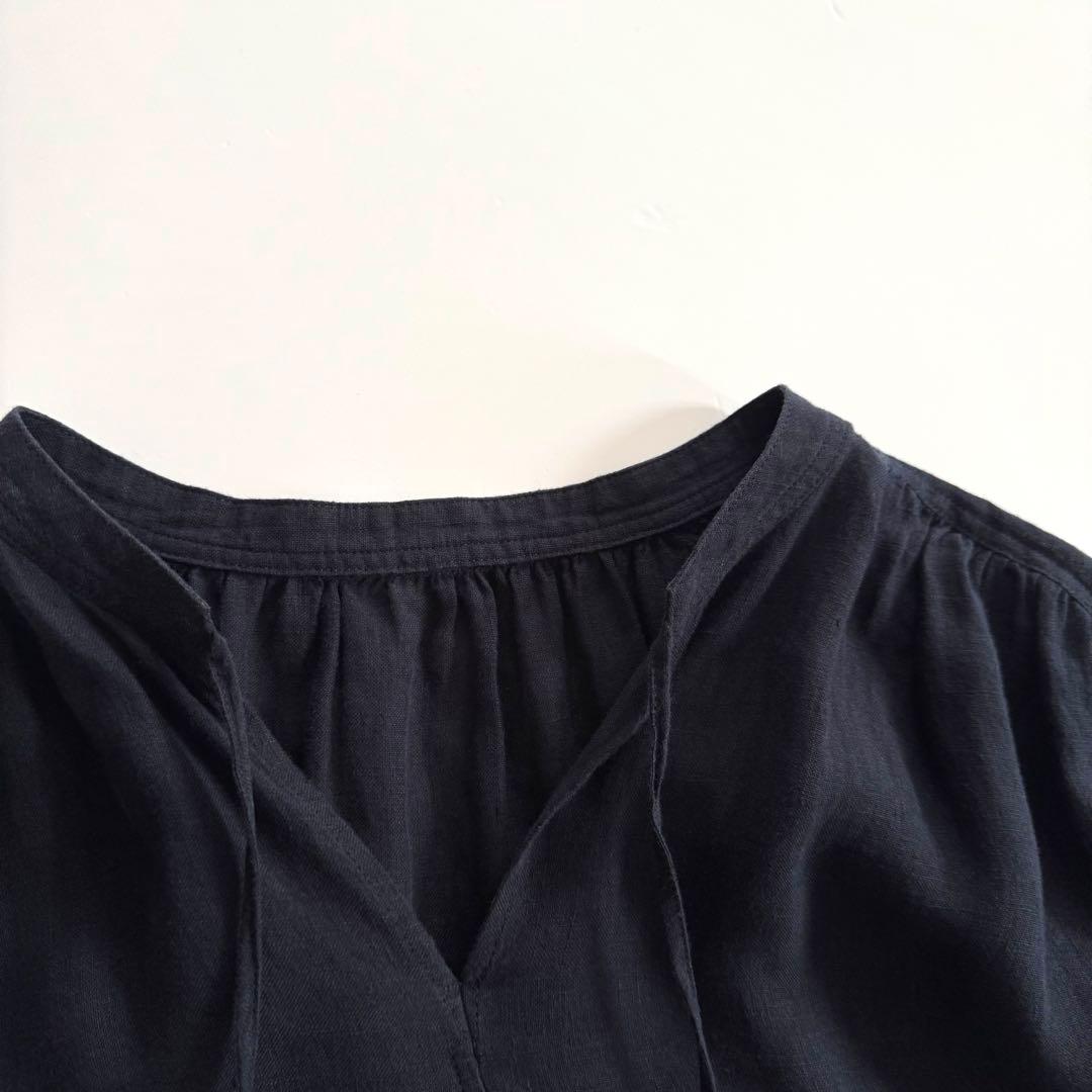 23区　LIBECOリネン ティアード チュニックブラウス 38 ネイビー極美品