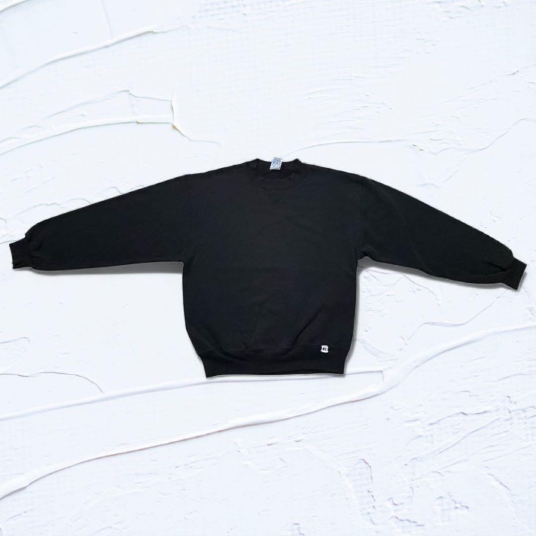 90s RUSSELL ブラック 無地スウェット USA製 サイズM