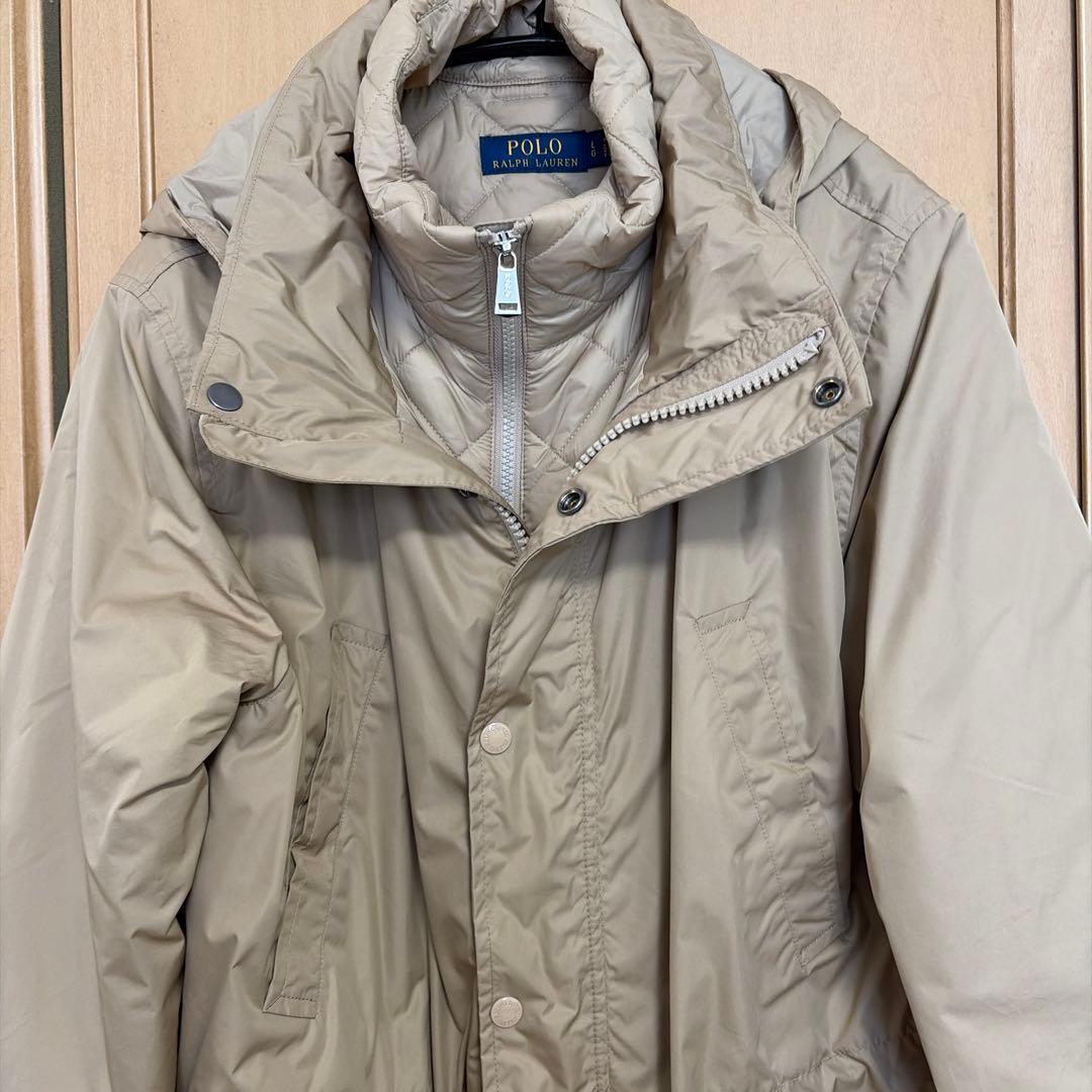 POLO RALPH LAUREN ベージュモッズコートキルティングコート付き