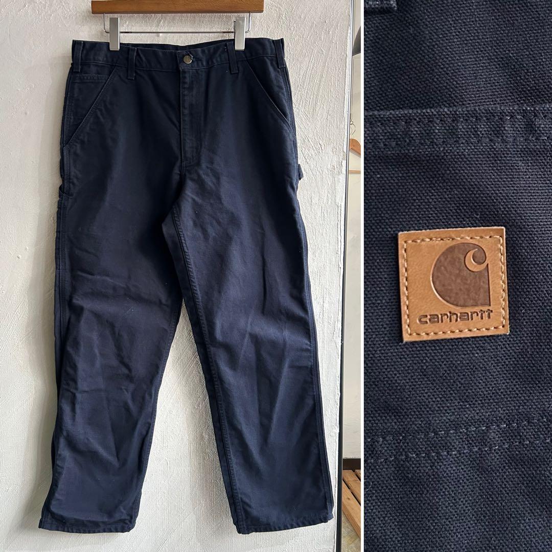 00S USA Carhartt ペインターパンツ ダックパンツ ネイビー 34