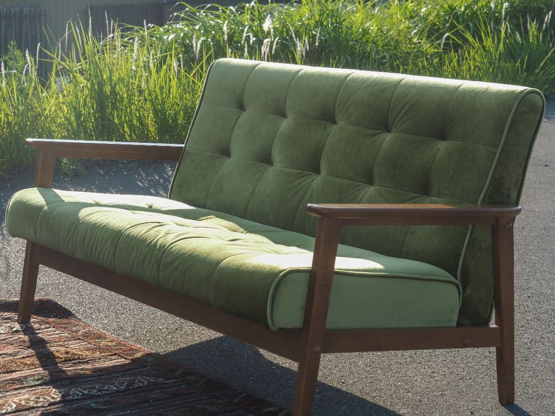 【値引中】モケットグリーン2Pソファ