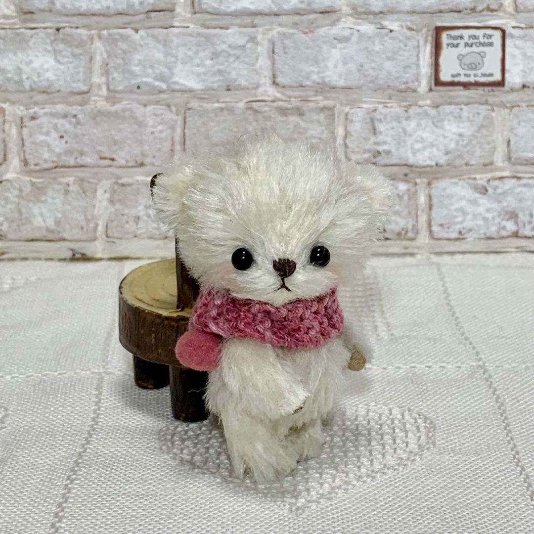 テディベア 白熊 ハンドメイドぬいぐるみ 可愛いちびくまちゃん