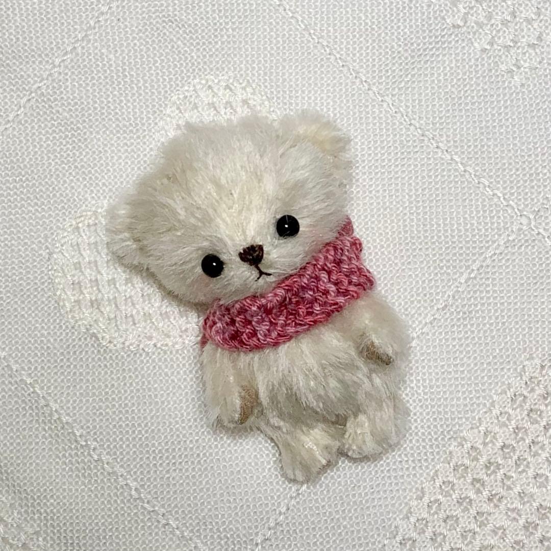 テディベア 白熊 ハンドメイドぬいぐるみ 可愛いちびくまちゃん