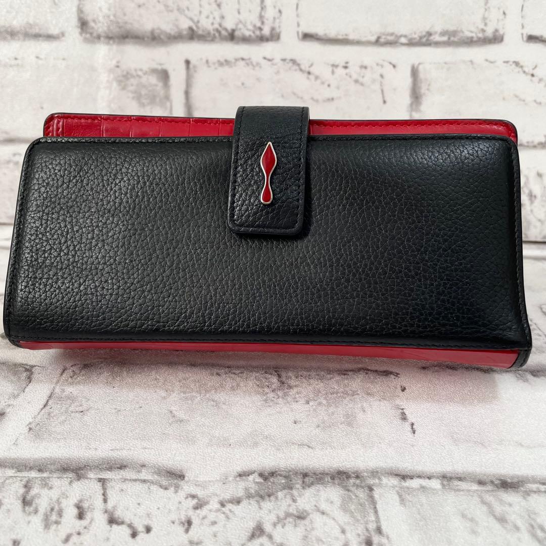大容量✨クリスチャンルブタン　長財布　パロマ　黒×赤　ラウンドファスナー