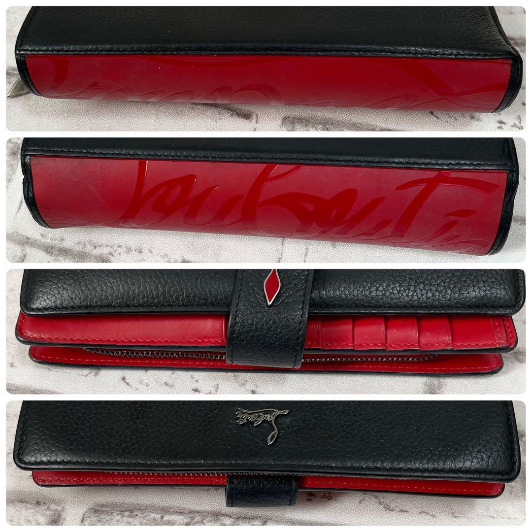 大容量✨クリスチャンルブタン　長財布　パロマ　黒×赤　ラウンドファスナー