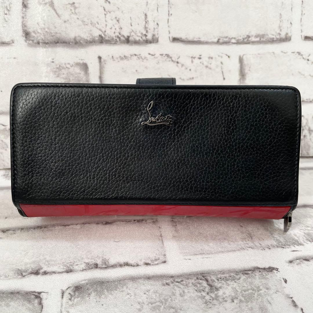 大容量✨クリスチャンルブタン　長財布　パロマ　黒×赤　ラウンドファスナー