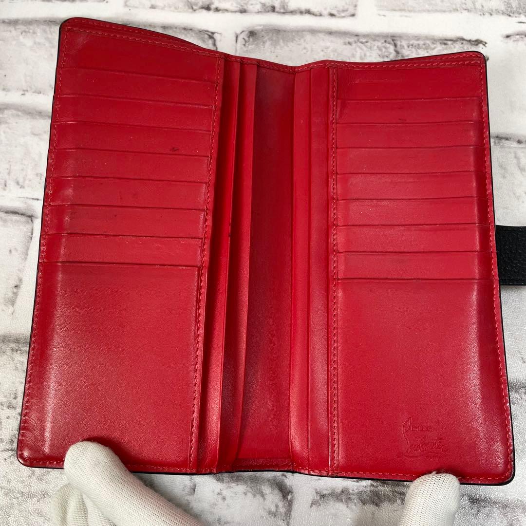 大容量✨クリスチャンルブタン　長財布　パロマ　黒×赤　ラウンドファスナー