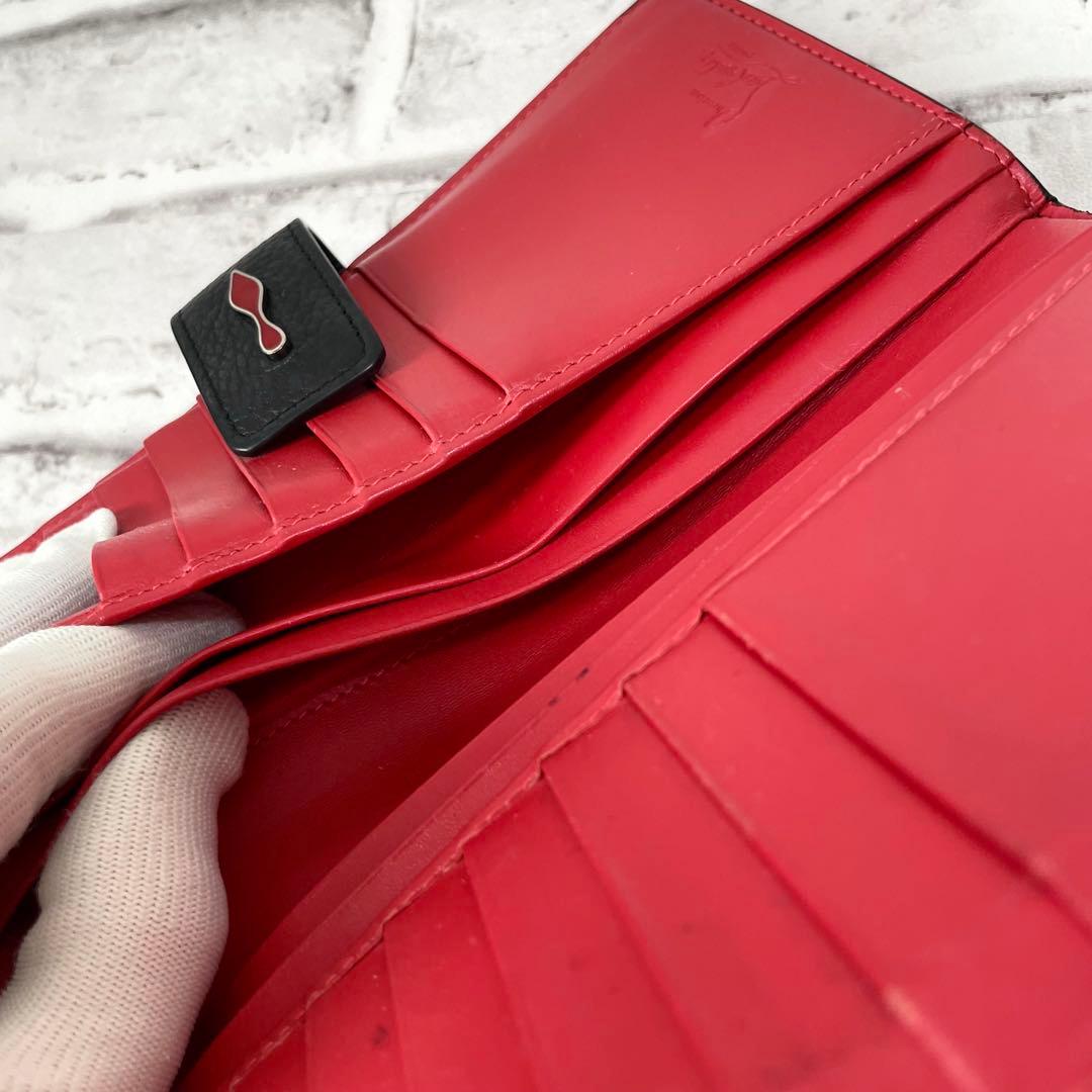 大容量✨クリスチャンルブタン　長財布　パロマ　黒×赤　ラウンドファスナー