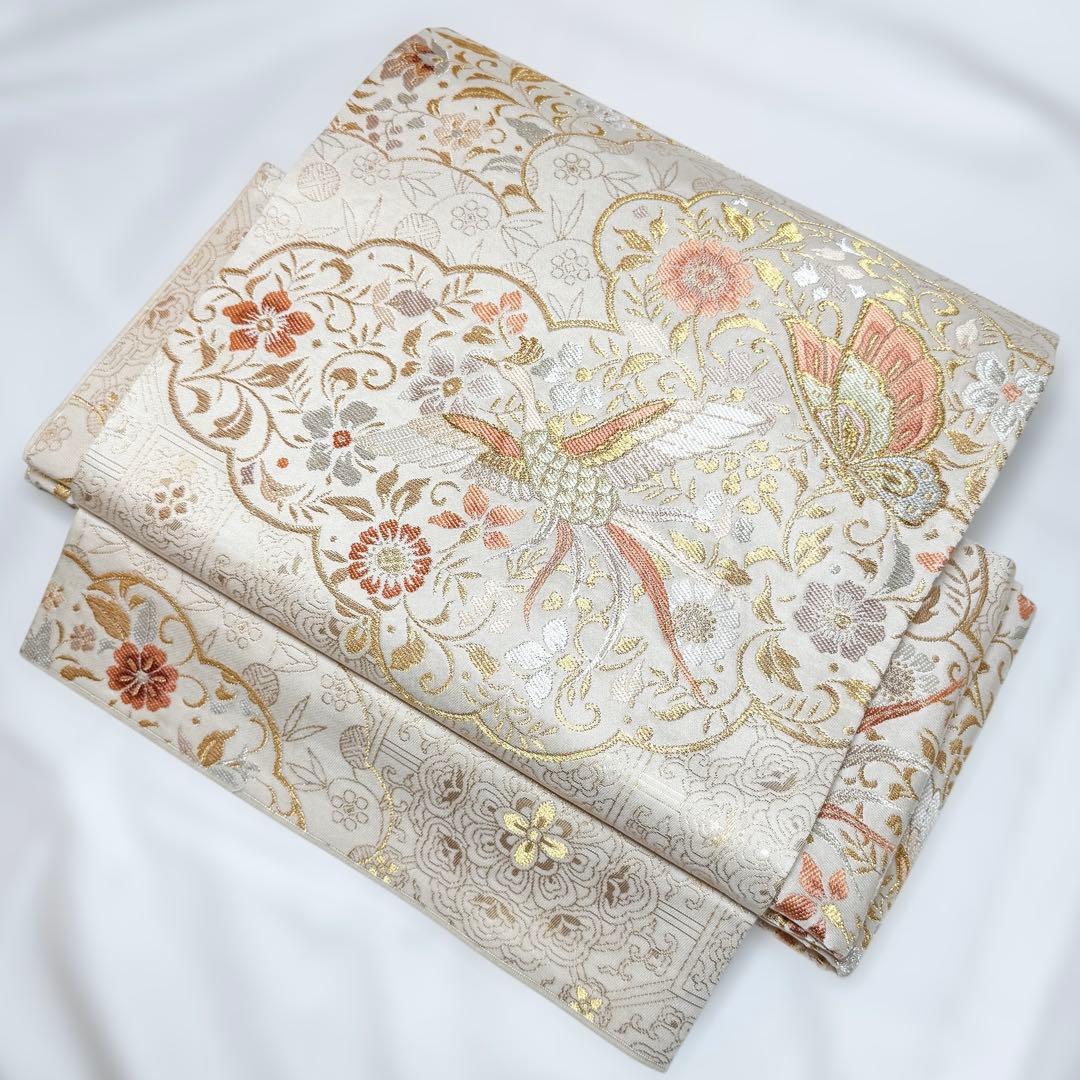 一体型 ワンタッチ帯 作り帯 マジックテープ 豪華 袋帯 二重太鼓