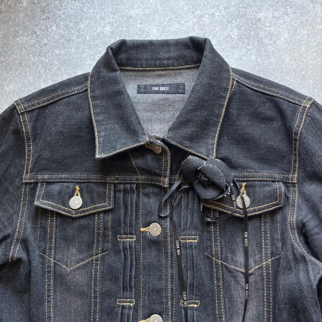 pink house ピンクハウス フリル デニムジャケット ジージャン 花 黒