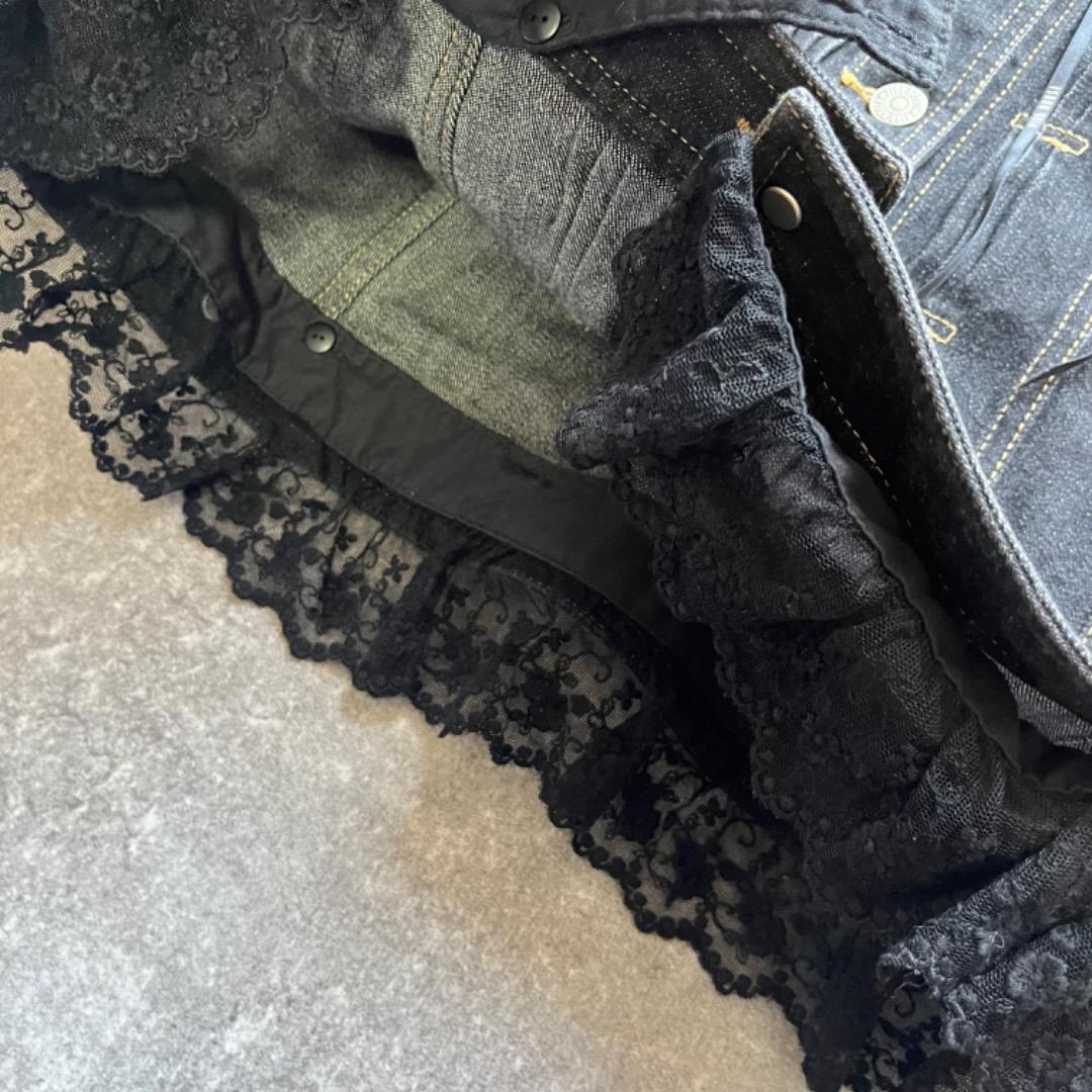 pink house ピンクハウス フリル デニムジャケット ジージャン 花 黒