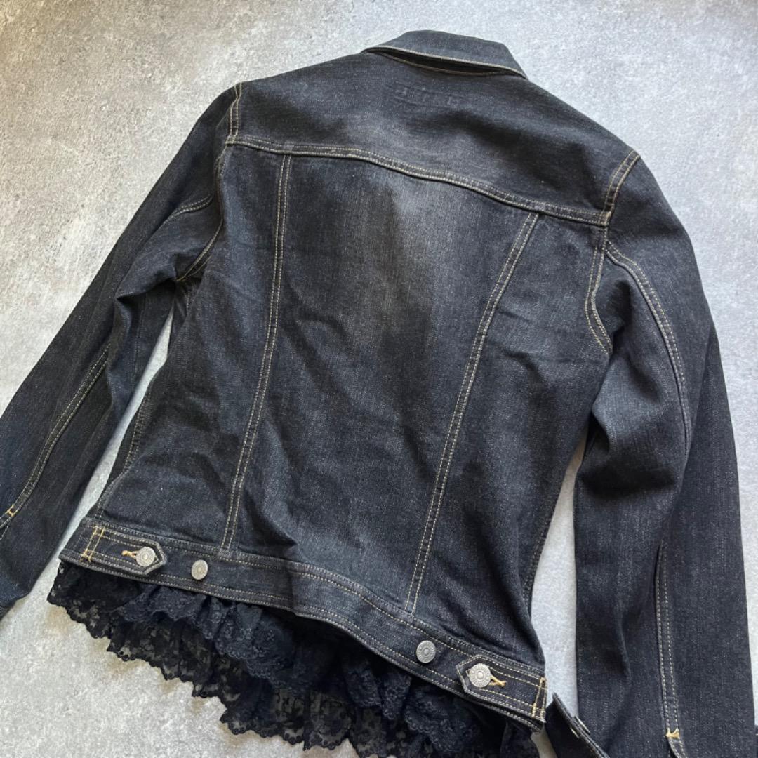 pink house ピンクハウス フリル デニムジャケット ジージャン 花 黒