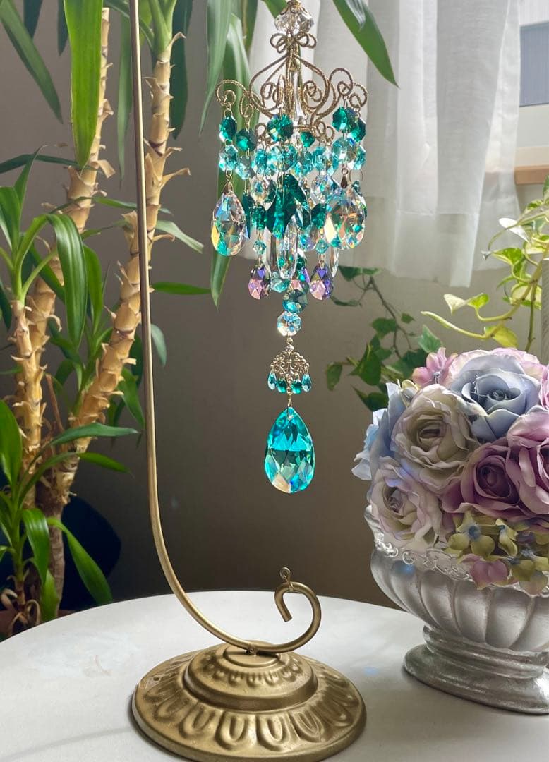 サンキャッチャー スワロフスキー アンティークグリーンB.AB 50mm