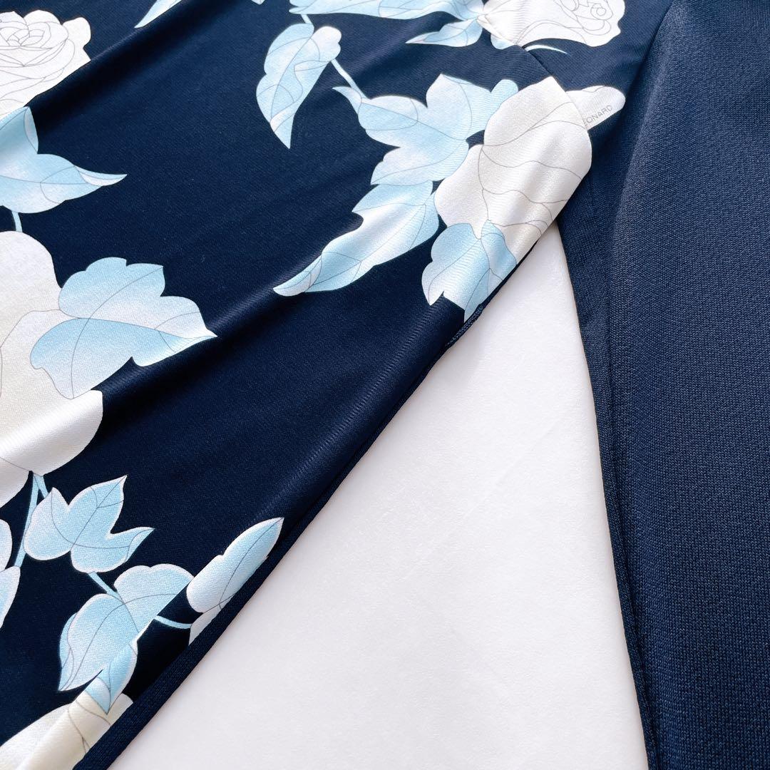 美品✨レオナール カンカン素材 チュニック フレア 花柄 ゆったり 38