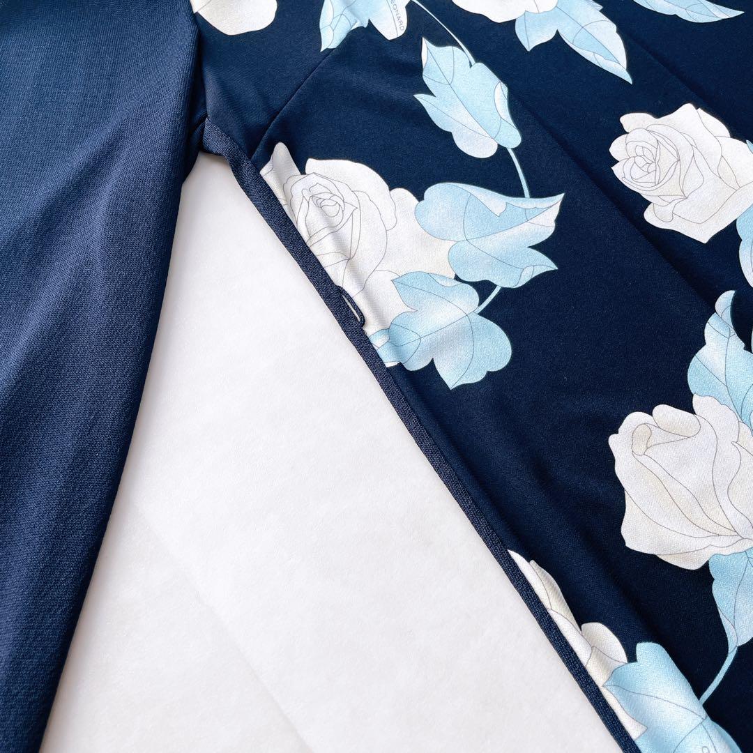 美品✨レオナール カンカン素材 チュニック フレア 花柄 ゆったり 38