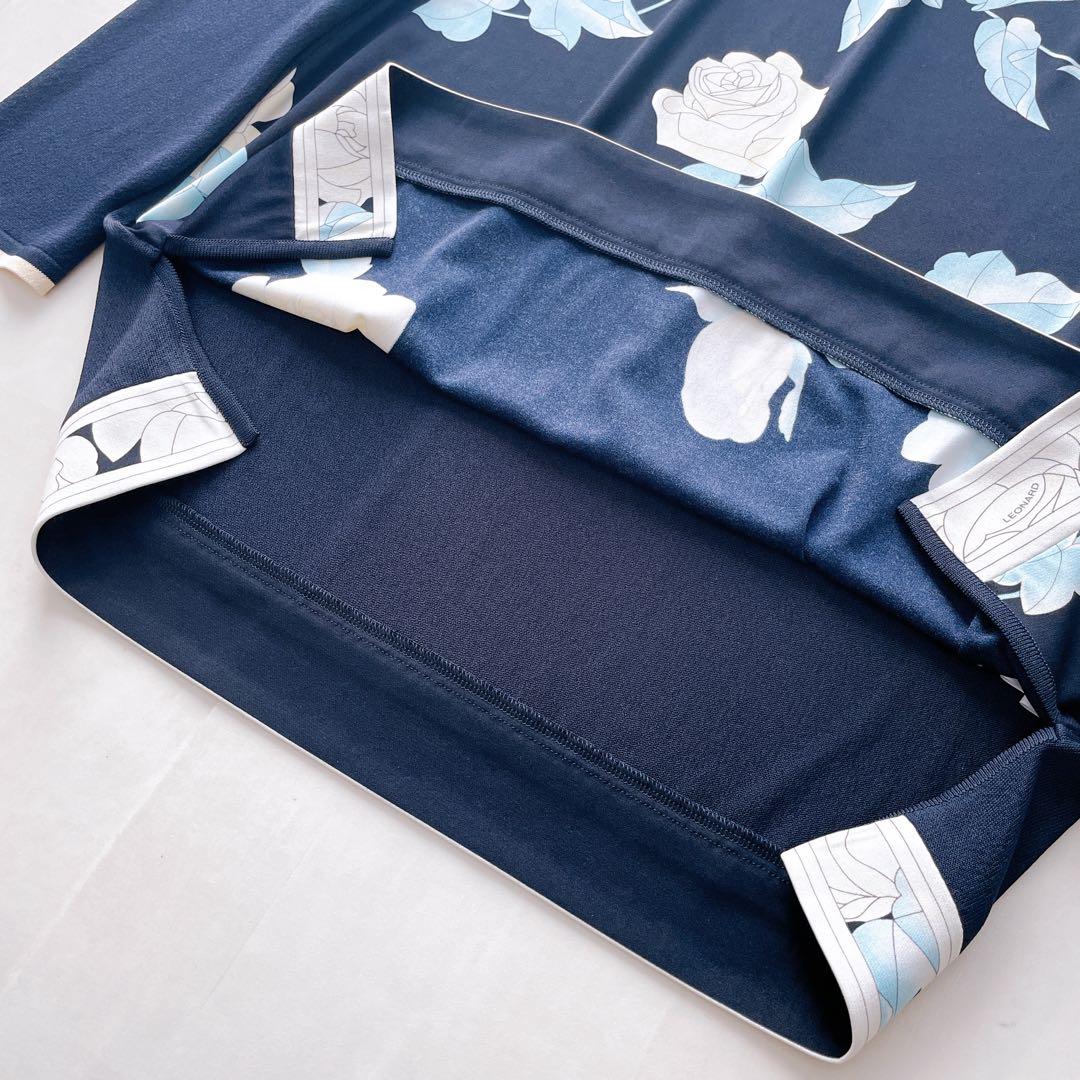 美品✨レオナール カンカン素材 チュニック フレア 花柄 ゆったり 38