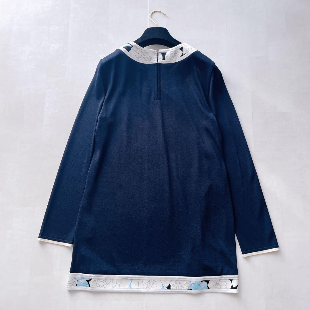 美品✨レオナール カンカン素材 チュニック フレア 花柄 ゆったり 38