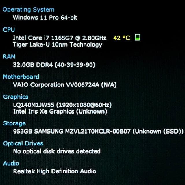 2021《優良美品》第11世代i7/32GB/1TB/タッチパネル VAIO