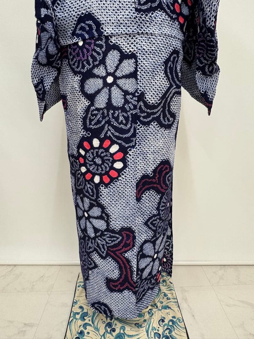 夏物 浴衣 有松絞り藍染 花