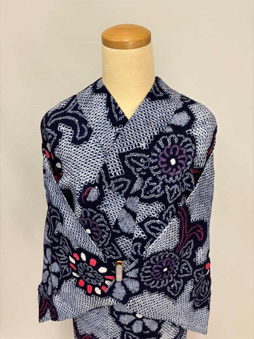 夏物 浴衣 有松絞り藍染 花