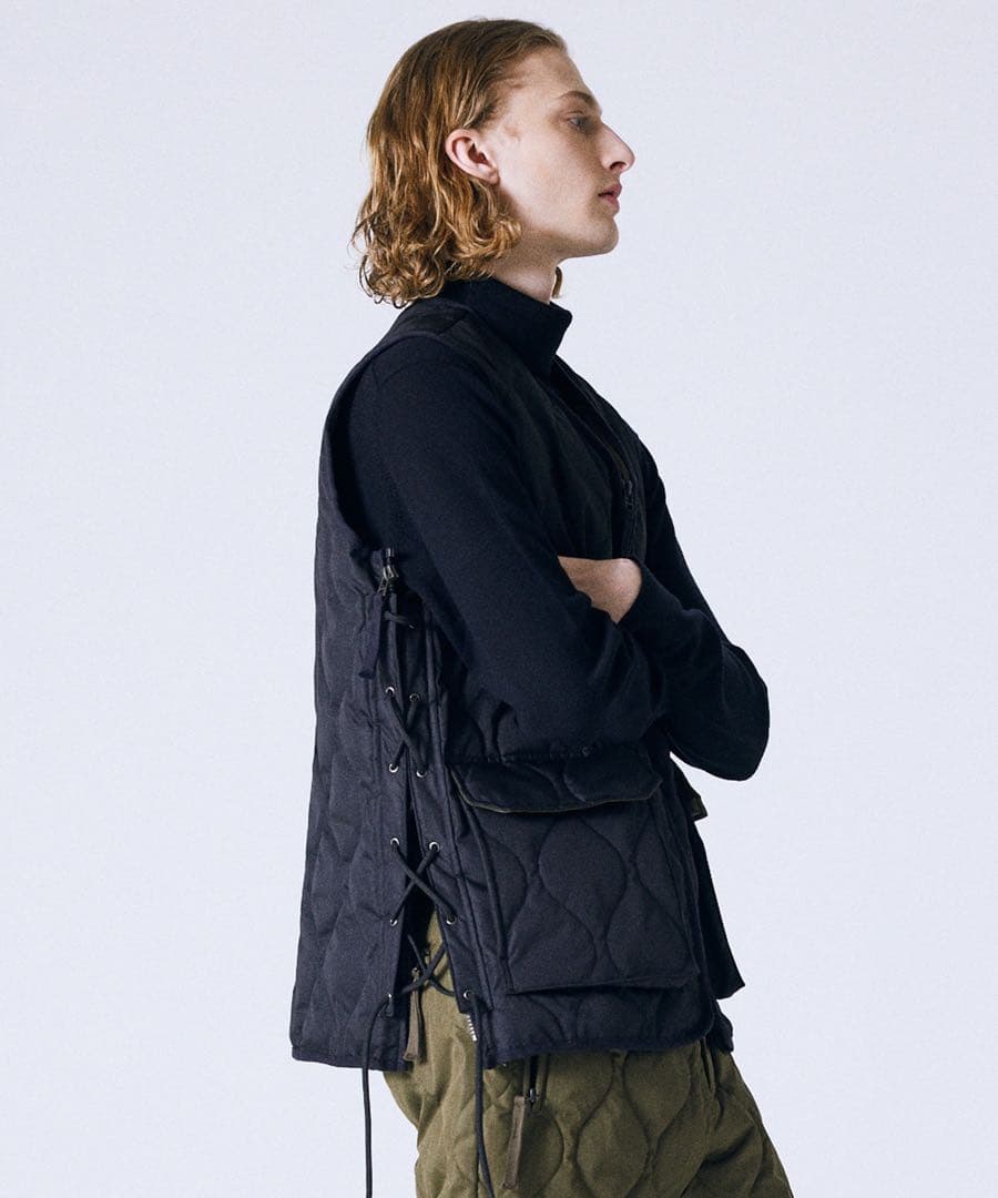 【希少】タイオン ミリタリー VネックWジップレースアップ ダウンベストXL