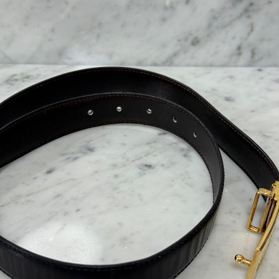 美品 CELINE セリーヌ ベルト 馬車金具 ホース ブラック ゴールド