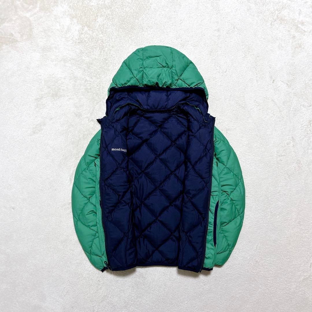 美品 mont-bell リバーシブル ダウンジャケット グリーン　ネイビー