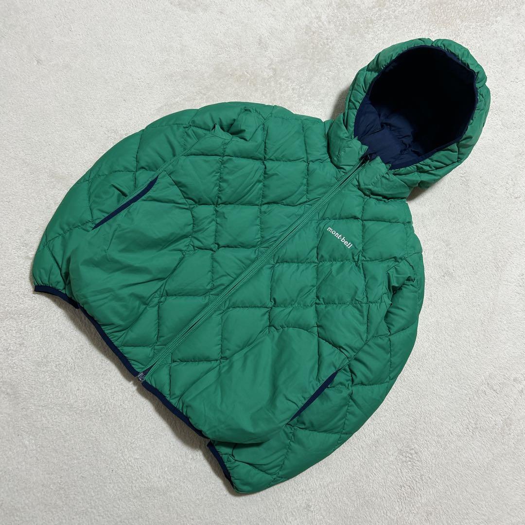 美品 mont-bell リバーシブル ダウンジャケット グリーン　ネイビー