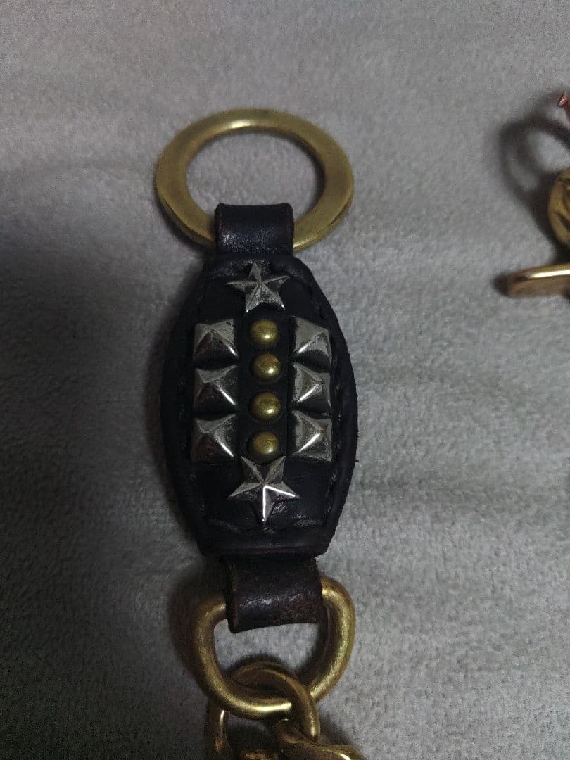 calee ブラスウォレットチェーン 本革 真鍮